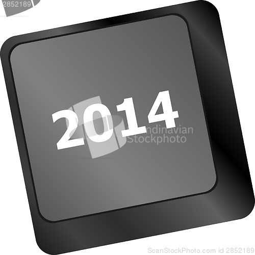 Image of 2014 new year keyboard key button close-up