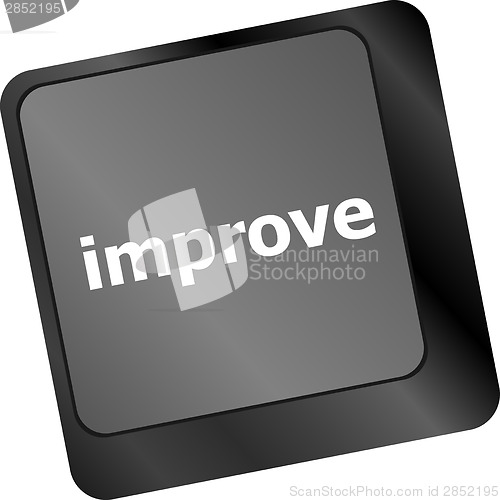 Image of improve or improvement business concept with key on keyboard
