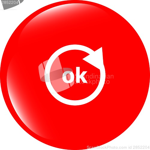 Image of ok word on sign web icon. web button