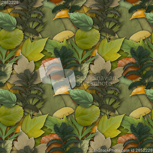 Image of Camouflage seamless background with natural foliage