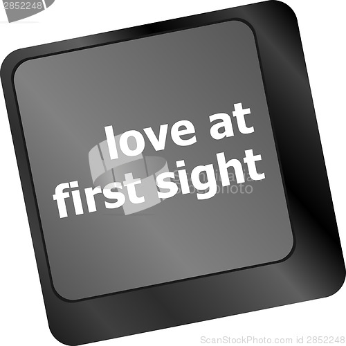 Image of love at first sight, keyboard with computer key button