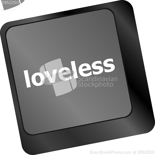 Image of loveless on key or keyboard showing internet dating concept