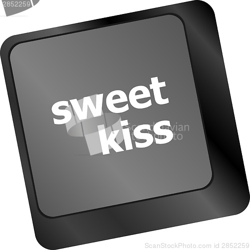 Image of sweet kiss words showing romance and love on keyboard keys