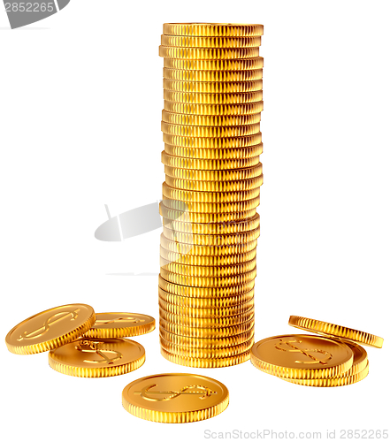 Image of Stacks of gold dollar coins