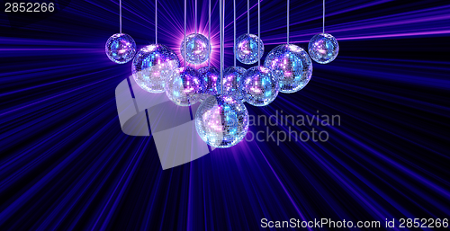 Image of Colorful funky background with mirror disco balls