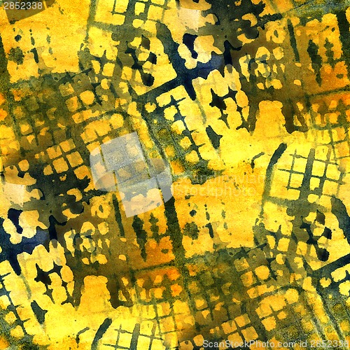 Image of grunge  ancient ornament drawing usa colorful blue, yellow patte