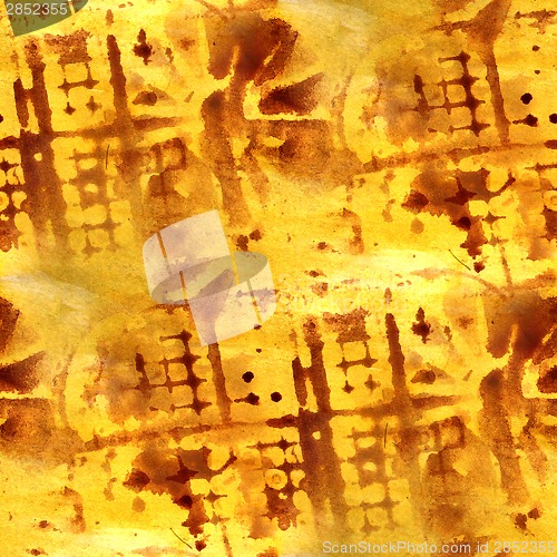 Image of grunge  ancient ornament drawing usa colorful brown, yellow patt