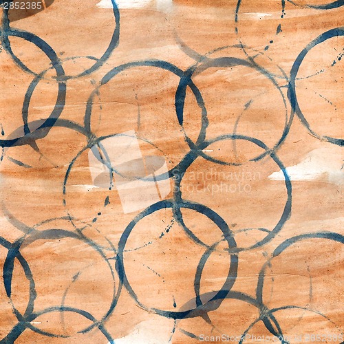 Image of grunge red, blue, circle ancient ornament drawing usa colorful p