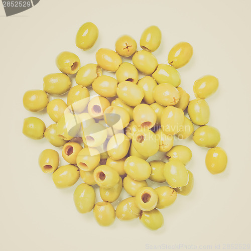 Image of Retro look Green olives