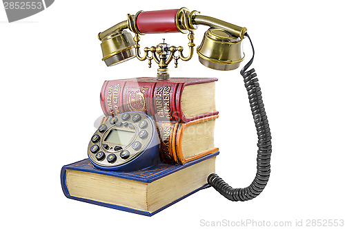 Image of Phone stylized under a pile of books