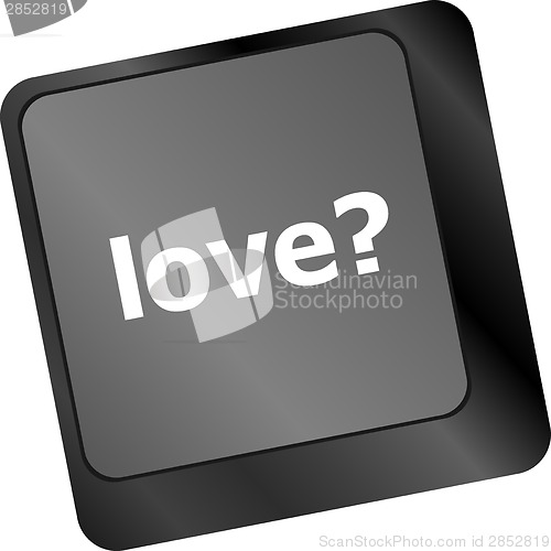 Image of love with question sign button word on keyboard keys