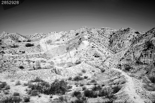 Image of Rocky Sahara desert black and white