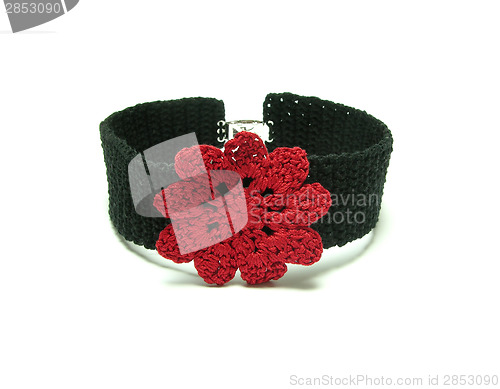Image of Hand worked crocheted bracelet with one crocheted bloom