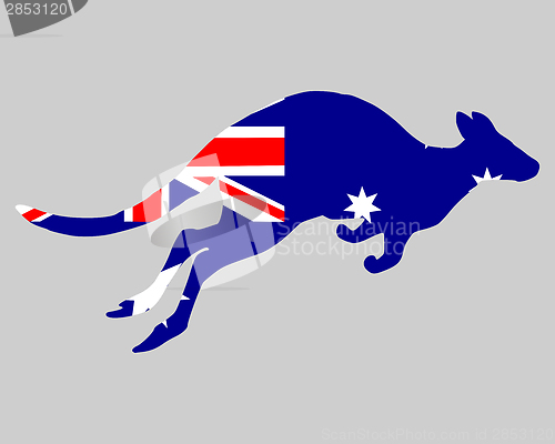 Image of Flag of Australia with kangaroo