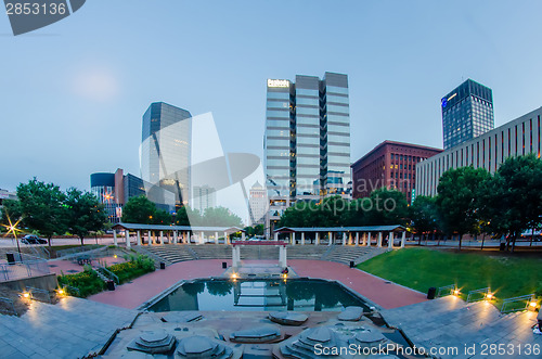 Image of St. Louis downtown skyline buildings at night