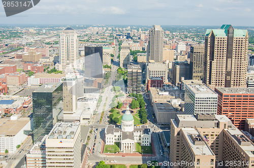 Image of Aerial View of the city of Saint Louis, Missouri as seen from th