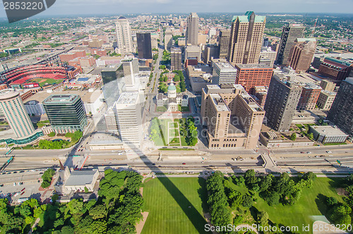 Image of Aerial View of the city of Saint Louis, Missouri as seen from th