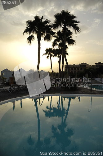 Image of Sunset and pool