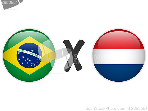 Image of Netherlands versus Brazil Flag Soccer Game