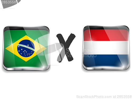 Image of Netherlands versus Brazil Flag Soccer Game