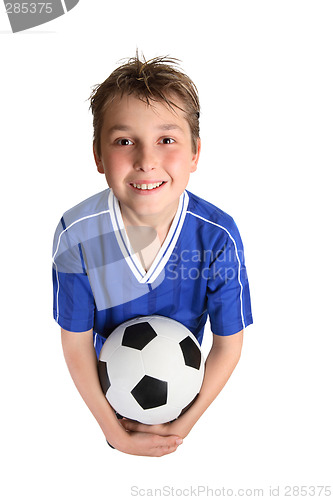 Image of Boy holding soccer ball
