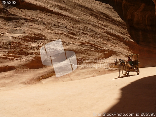 Image of Horse carriage in a gorge, Siq, Petra, Jordan