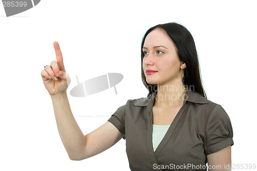 Image of woman to point the way to smth