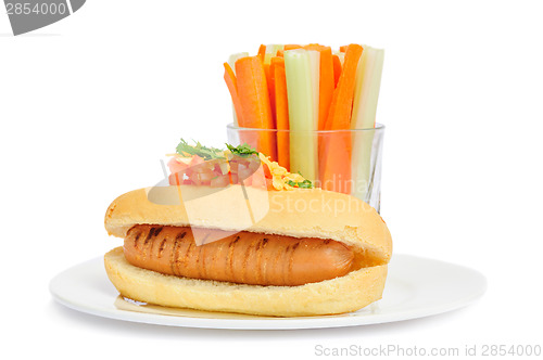 Image of Healthy hotdog on plate isolated 