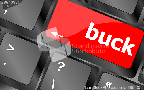Image of button with buck word on computer keyboard keys