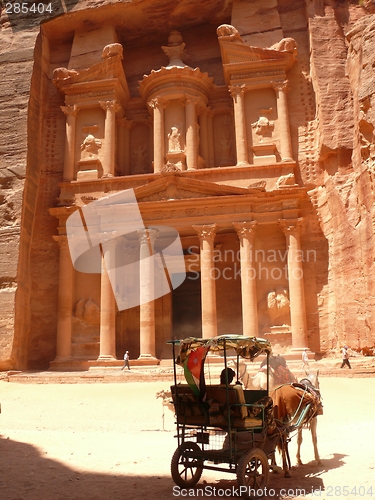 Image of Horse Carriage, known as Bedouin Ferrari, at the foot of the Treasury, Petra, Jordan