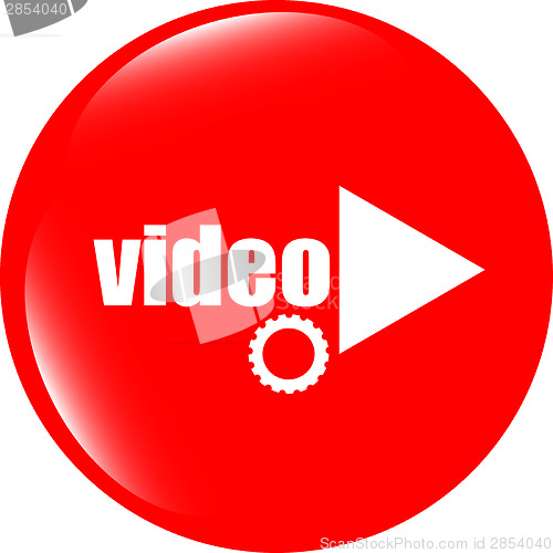 Image of video play button (icon) over white background