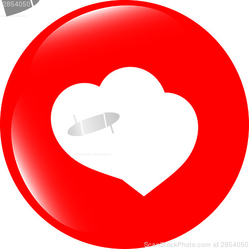 Image of Valentine heart sign, web button isolated on white