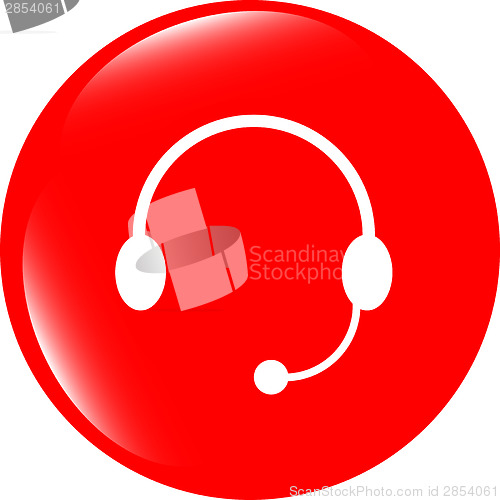 Image of Headphones icon on round internet button original illustration