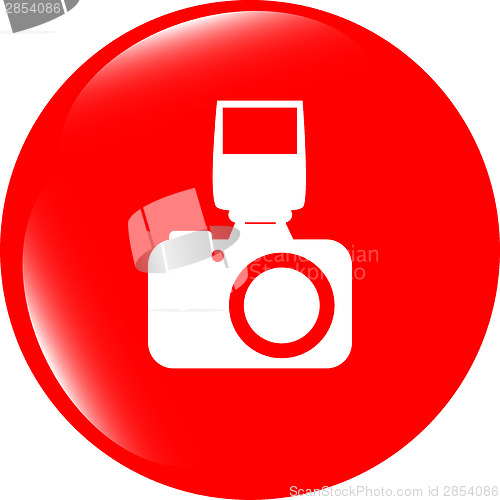 Image of photo camera web icon, button isolated on white