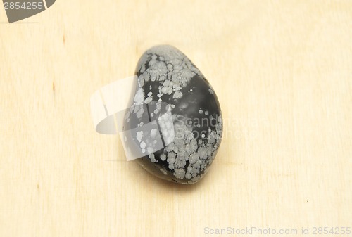 Image of Detailed and colorful image of snowflake obsidian 