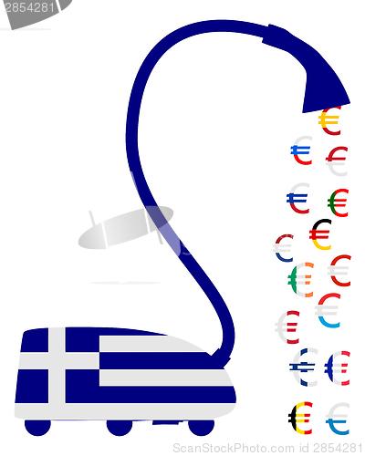 Image of Greek vacuum cleaner with european euros