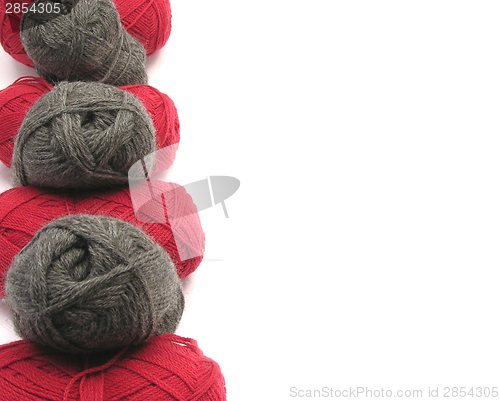 Image of Gray and red new wool as left sideline on white background