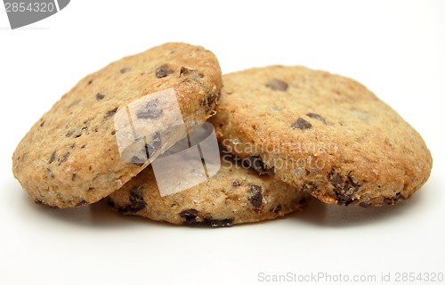 Image of Chocolate wholemeal cookies on white