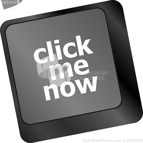 Image of Keyboard with click me now button, internet concept