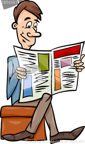 Image of man with newspaper cartoon illustration