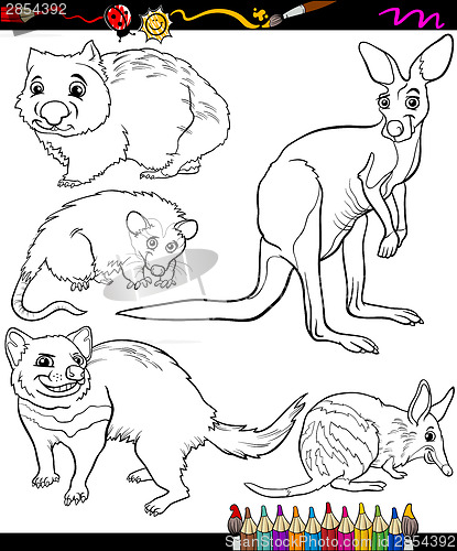 Image of animals set cartoon coloring book