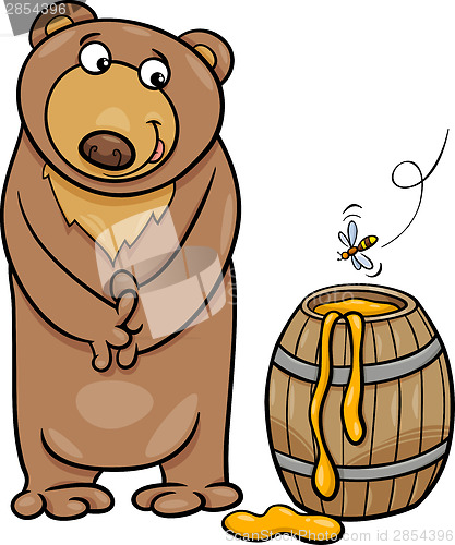 Image of bear with honey cartoon illustration