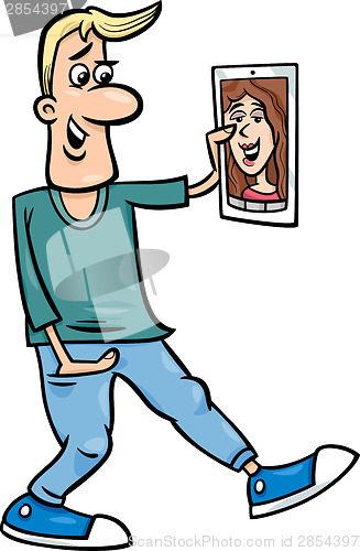 Image of video chat cartoon illustration