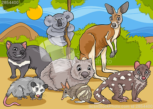 Image of marsupials animals cartoon illustration