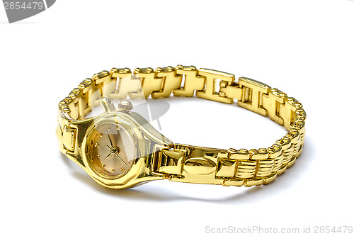 Image of Woman golden wrist watch 