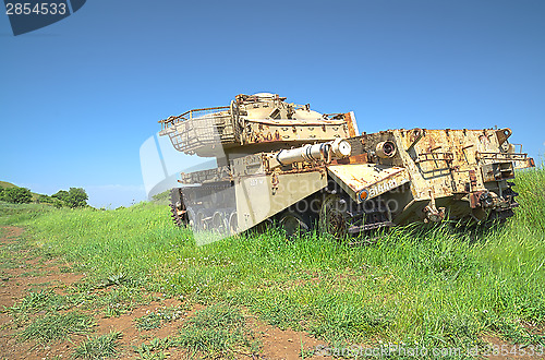 Image of HDR photo of destroyed rusty tank