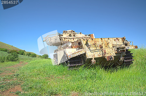 Image of Destroyed rusty Centurion Shot Kal tank