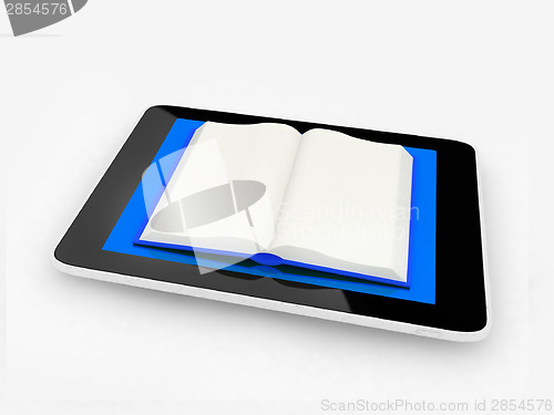 Image of tablet pc and opened book