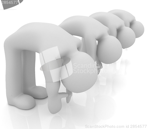 Image of 3d mans isolated on white. Series: morning exercises - flexibili