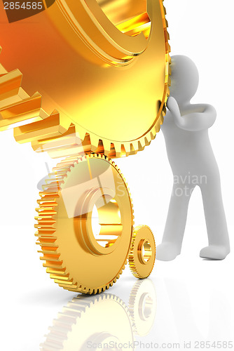 Image of Gold gear set with 3d man 